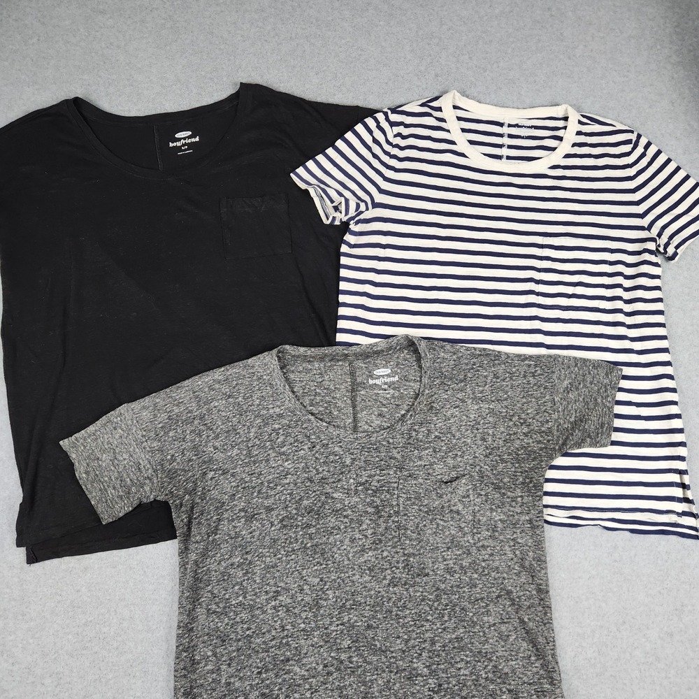 Old Navy T-Shirt Womens Small Multicolor Boyfriend Relaxed Pocket Tee Lot of 3